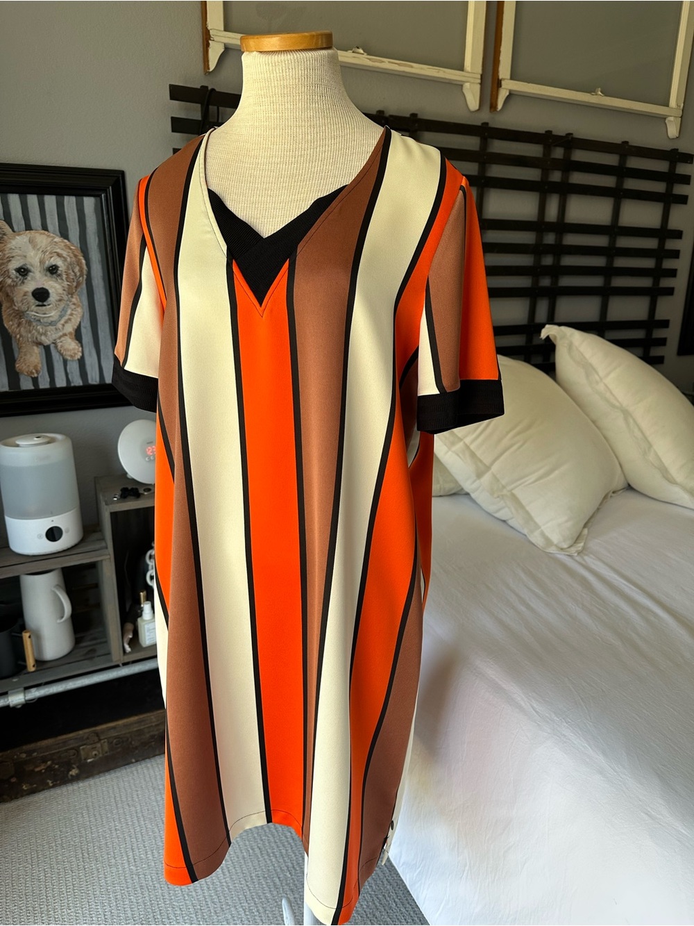 Scotch & Soda V-Neck Dress in Orange, Brown & Cream - Cleveland Browns! - Picture 3 of 15